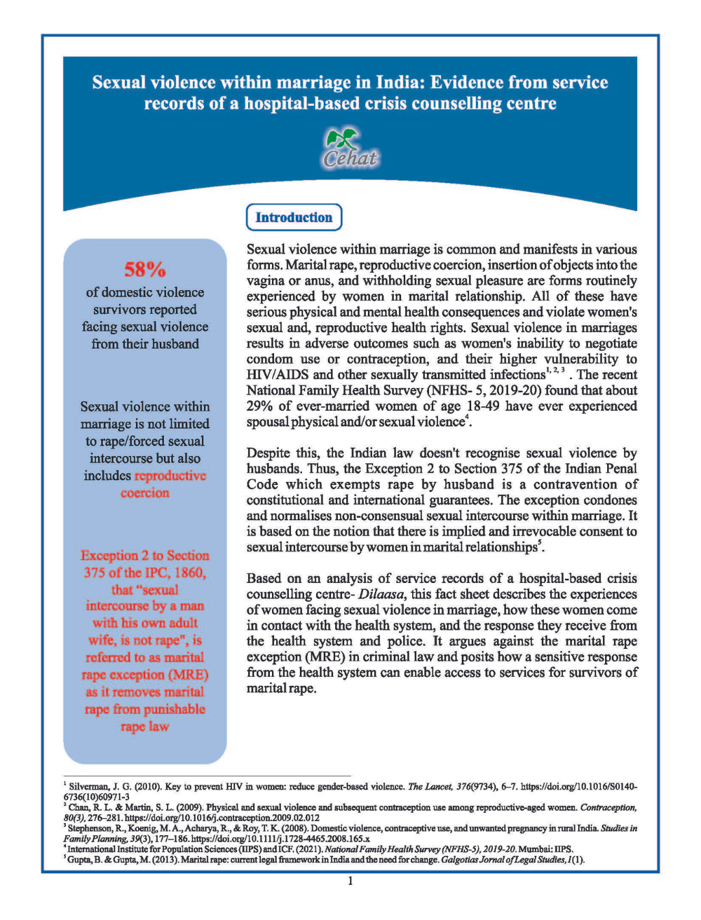 CEHAT Factsheet